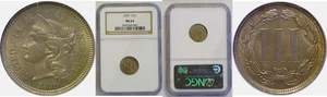 1870 Nickel Three Cent NGC MS-64 - Picture 1 of 3