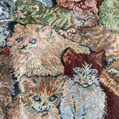 Kitty Cat гобелен холст наплечная сумка с короткими ручками с монета сумочки винтажный бабушка Core 12» - Изображение 1 из 4