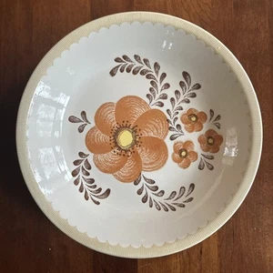 Vintage Royal China Jeannette Brown Orange Flower Pasta Salad Serving Bowl - Picture 1 of 3