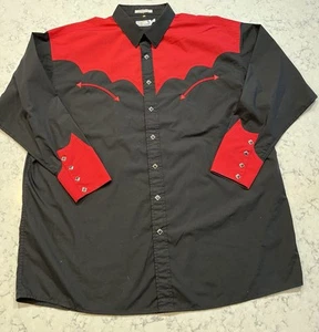 Herren Panhandle Slim schwarz und rot Perlen Druckknopf Langarm Hemd Größe 2XL - Bild 1 von 8