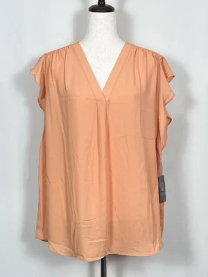 Vince Camuto Women’s V-Neck Flutter Short Sleeve Top Color Orange Size XL - Image 1 of 4