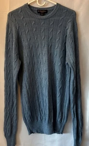 Brooks Brothers SaxXon Maglione Maglia Cavo Uomo Large S Blu 100% Lana Girocollo - Foto 1 di 6