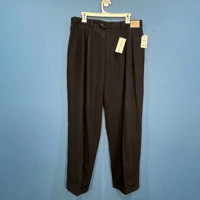 Calça Tencel Preta Vintage John W Nordstrom Nova Punho Enrolado Masculina 35x30 - Imagem 1 de 4