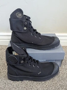 Size 9 Men's Palladium Baggy 4700032045 Black Lace Up Foldable Cuff Boots - Picture 1 of 10