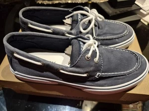 Sperry Halyard Canvas Sneaker Memory Foam ๐ Navy Blue USA 10 W - Picture 1 of 3