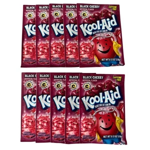 Mezcla de bebidas Kool-Aid Black Cherry, sin cafeína, sin azúcar, 10 paquetes de gelatina - Imagen 1 de 4
