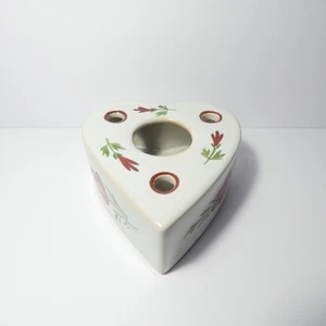 Vtg Palin Thorley Williamsburg Restoration Floral Heart Shaped Ceramic Inkwell - Picture 1 of 16