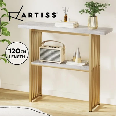 Artiss Console Table Hallway Table Marble Effect 2 Tier Entry Table White&Gold - image 1 of 4