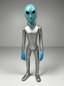 "Figura de acción Blue Head Alien 7"" cuerpo plateado clásico ciencia ficción de colección" - Imagen 1 de 7