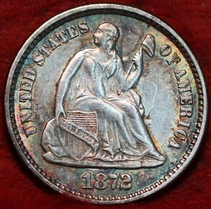 Uncirculated Great Color 1872 Philadelphia Mint Silver Seated Liberty Half Dime - Picture 1 of 2