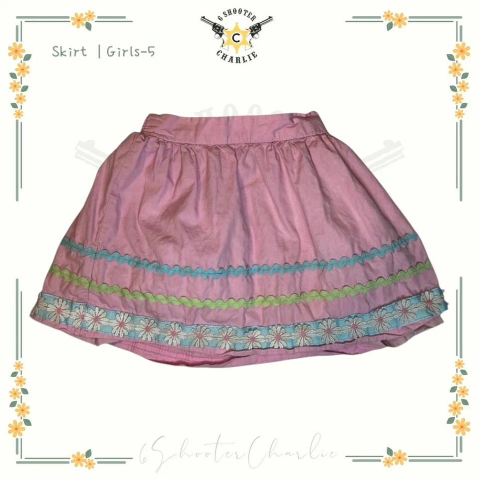 Falda Hartstrings Niñas Pequeñas Popelina Talla 5 Rosa Borde Flor Informal 100% Algodón Foto 1 de 4