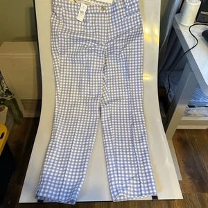 Ann Taylor blu/bianco Gingham The Crop in Curvy Fit Mid Rise caviglia taglia 10T - nuovo con etichette - Foto 1 di 12