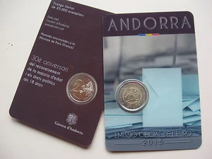 ANDORRA 2015 2 EURO ST BU GEDENKMÜNZE COIN - 30 JAHRE WAHLRECHT AB 18 -  - Bild 1 von 3