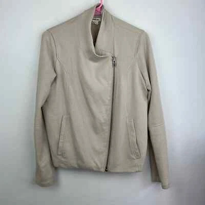 Helmut Lang Double Zip Jersey Knit Moto Beige Jacket Womens Size S - Image 1 of 4