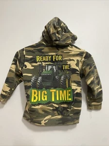 John Deere Boy's Camo Zip Hoodie Ready For The Big Time Tractor Sz M 5/6 Kids - Picture 1 of 11