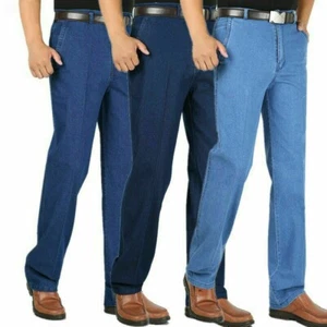 Herren Denim Hose Klassisch Gerades Bein Stretch Arbeit Jeanshose Alle Taille - Bild 1 von 13