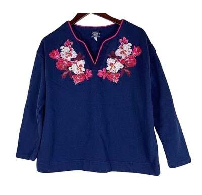 Joules Jordan Sudadera Top Camisa Túnica Suéter 10 Mediano Azul Floral Q Foto 1 de 4