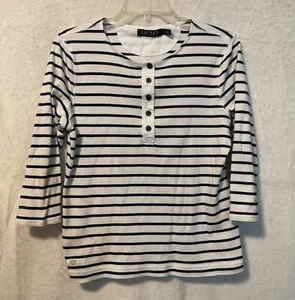 Camisa Henley Lauren Ralph Lauren Rayas Talla X Grande Mangas 3/4 - Imagen 1 de 8