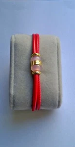 Superb Bracelet New With Chalcedony Pinkish Surrounded D' Gold 24 Carat - Picture 1 of 8