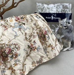 Ralph Lauren~Twin Ruffled Bedskirt ~ Baskets & Bows Vintage 100% Cotton Percale - Picture 1 of 4
