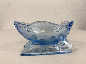 Vintage Fostoria Blue Glass Sleigh Candy Nut Dish Clean 6" - Picture 1 of 10