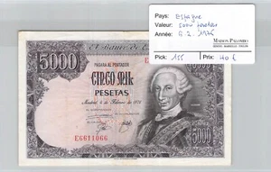 Banconota Spagna - 5000 Pesetas 6/2/1976 - Pick 155 - N° 6611066 - Picture 1 of 2