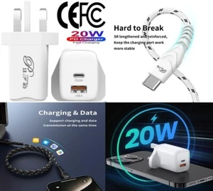 20W Rapide Prise Chargeur Câble Typec Pour Samsung S24 Fe A25 A35 A55 A14 A34 - Photo 1 sur 23
