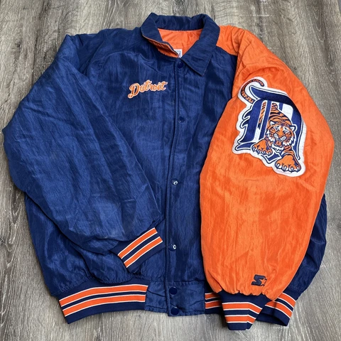 Vintage Detroit Tigers Jacket Mens Large Starter Diamond Collection USA *READ* Cover