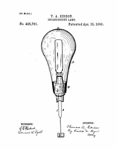 Edison Light Bulb Art Print Wall Decor Vintage Retro Patent Art Drawing Electric - Picture 1 of 6