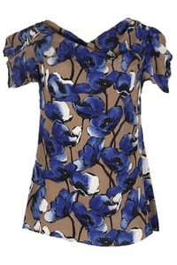 MOSCHINO CHEAP AND CHIC DRAPED FLORAL PRINT SILK BLOUSE IT 44 UK 12 - Picture 1 of 4