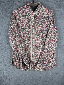 VTG Lauren Ralph Lauren Floral Print Button Down Lace Cottagecore Petite Medium - Picture 1 of 10