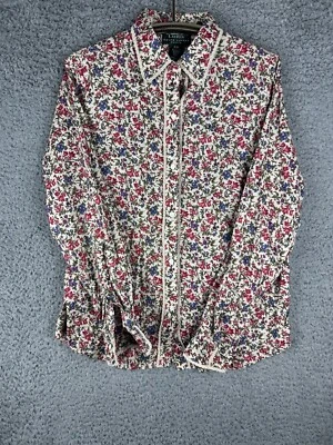复古 Lauren Ralph Lauren 花卉印花纽扣花边 Cottagecore 小号中号 — 第 1/4 张图片
