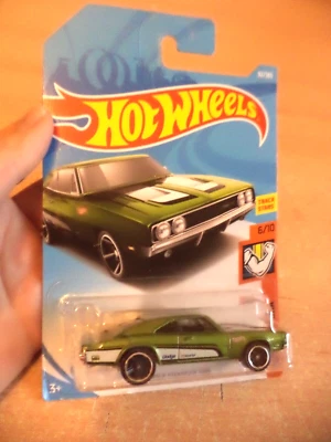 new '69 DODGE CHARGER 500 hw muscle mania HOT WHEELS toy car GREEN TRACK STARS - Image 1 of 3