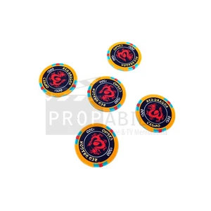 Juego de 5 fichas de póquer de dragón rojo dorado utilería original (1168) - Imagen 1 de 4