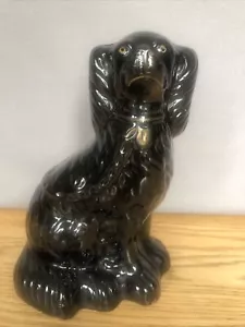Vintage Stile Staffordshire Ceramica King Charles Spaniel Cane Accenti Oro Nero 8′ - Foto 1 di 12