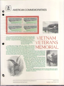 US. CP236. 2109. Vietnam Memorial. Commemorative Panel With Hole Sleeve. 1984 - Picture 1 of 1