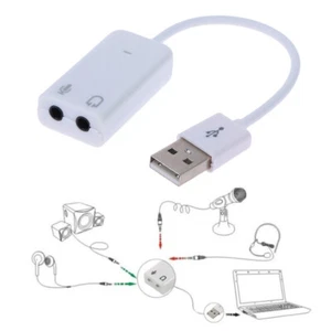 USB 2.0 To Jack External USB Sound Card 3D Audio Headset Microphone For Laptop - Zdjęcie 1 z 8
