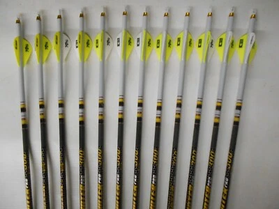 12 Gold Tip Hunter Pro 300 Carbon Arrows Custom White Dip Crest/Blazer Vanes - Image 1 of 3