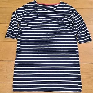 Boden Dress Navy Blue White Striped 3/4 Sleeve 100% Cotton Jersey Size 12R - Picture 1 of 5