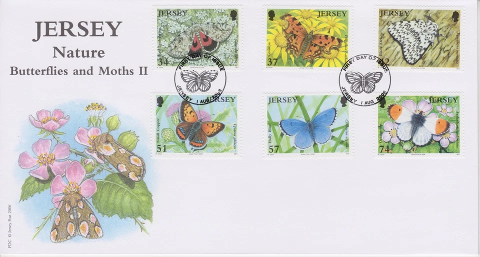 Unaddressed Jersey First Day Cover FDC 2006 Nature Butterflies & Moths II Set - Image 1 of 1