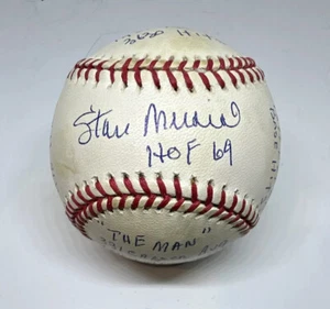 Stan Musial Signed  Autographed  Stat Ball. Reggie Jackson. - Picture 1 of 7