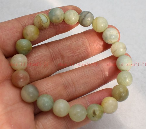 VALENTINO Autentico Bracciale Perline Pietra Rotonda Amazzonite Multicolore 10 mm 7 5" AA