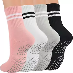 Pilates Socks for Women with Non Slip Grippers, Yoga Crew Socks for Barre Hospit - Picture 1 of 12