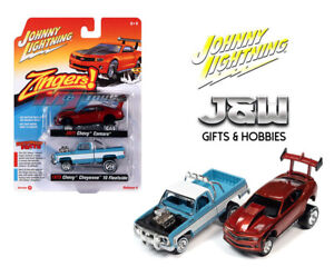Johnny Lightning Chevy Camaro 2011 & Cheyenne 10 Fleetside 73 Zingers A Ver 1/64