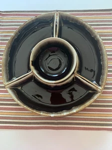 Vintage Pfaltzgraff Brown Drip Lazy Susan Snack Dip Server 5 Pieces - Picture 1 of 6