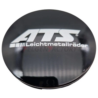 1X ATS Nabendeckel 64mm Schwarz Glanz (N32) Logo Silber (ATF) - Original Felg... - Bild 1 von 3