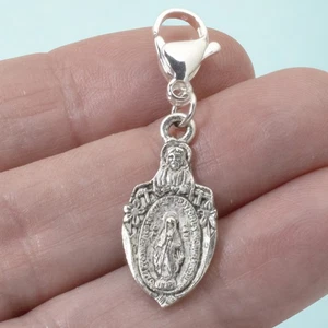 Miraculous Medal Clip On Charm, Mary Religious Jewelry, Catholic Gift Accessory - Picture 1 of 7