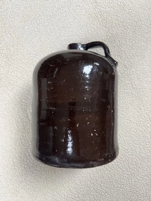 Antigua jarra de gres vintage marrón chocolate de 2 galones con mango y tapón 12" Foto 1 de 4