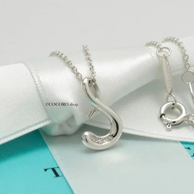 ПОДАРОК* подлинный Tiffany & Co. Инициал письмо S бриллиант ожерелье w/коробка и мешок - Изображение 1 из 4