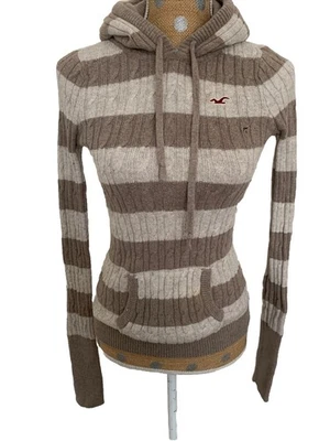 Suéter Grueso Y2k Hollister De Colección Tejido por Cable Con Capucha Bolsillo Canguro Grueso *defecto Foto 1 de 4